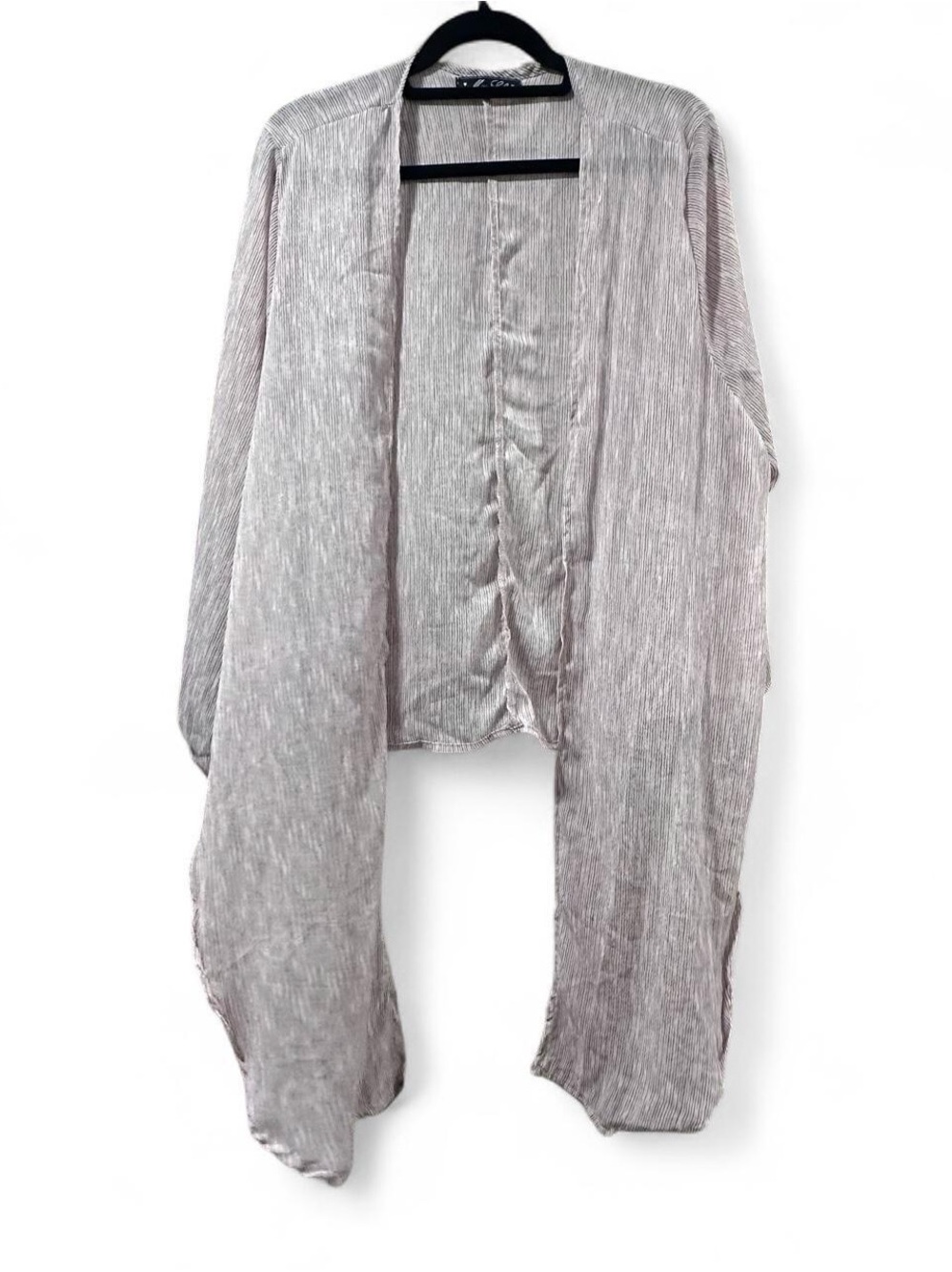 Miss Lili Silver Light Gray Draped Open Cardigan